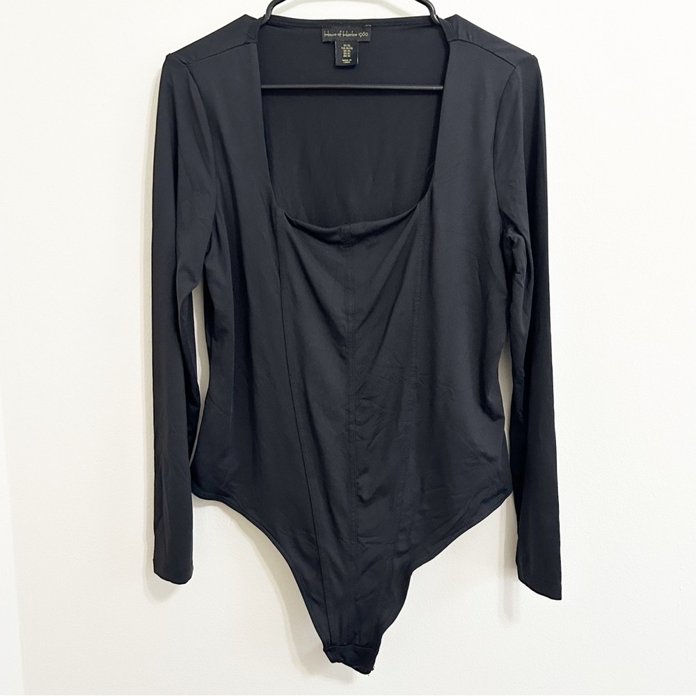 REVOLVE House of Harlow 1960 Black Long Sleeve Square Neck Body Suit Size XL